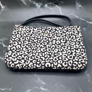 Kate Spade Black and Cream Leopard Print Clutch
